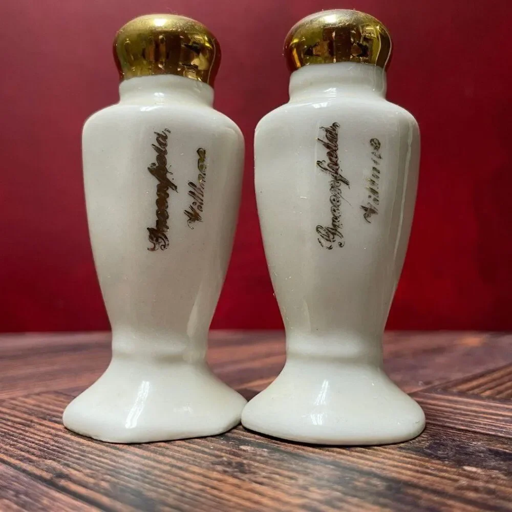 Vintage 1950s Souvenir Colonial Salt & Pepper Shakers (Set of 4) Pres.Washington